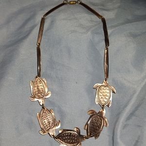 Carved Mother of Pearl Abalone Shell Sea Turtle Necklace